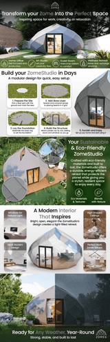 Patio Elegance Zomes Pod – 120 sq ft Eco - Friendly Outdoor Office Pod - Outdoor Structures | Patioza