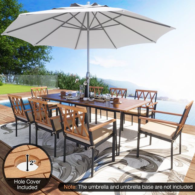 Acacia Wood Outdoor Furniture Set 9 Pieces Patio Dining Set with 8 Chairs - Patio Furniture | Patioza
