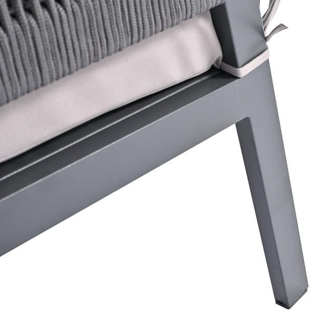 Outdoor Furniture with Tempered Glass Table Deep Seating with Thick Cushion for Backyard Porch Balcony (Grey) - Patio Furniture | Patioza