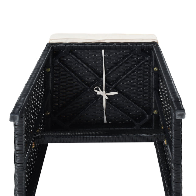 TOPMAX Patio All - Weather PE Wicker Dining Table Set with Wood Tabletop for 8, Black Rattan+Beige Cushion (9 - Piece) - Patio Furniture | Patioza