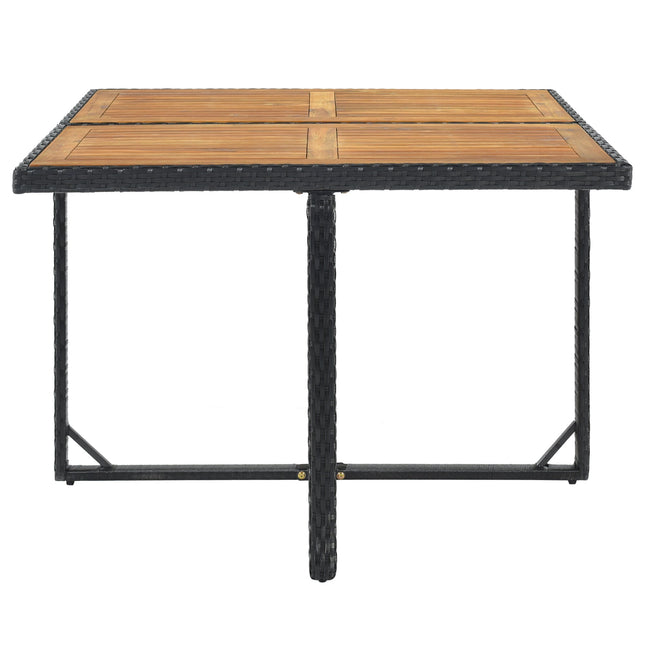 TOPMAX Patio All - Weather PE Wicker Dining Table Set with Wood Tabletop for 8, Black Rattan+Beige Cushion (9 - Piece) - Patio Furniture | Patioza