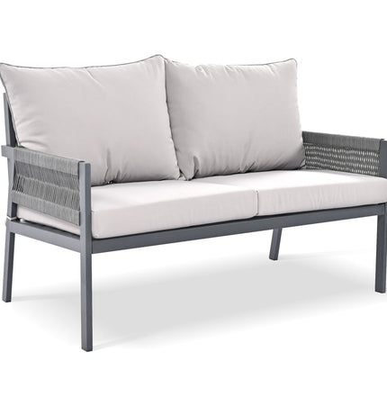 Outdoor Furniture with Tempered Glass Table Deep Seating with Thick Cushion for Backyard Porch Balcony (Grey) - Patio Furniture | Patioza