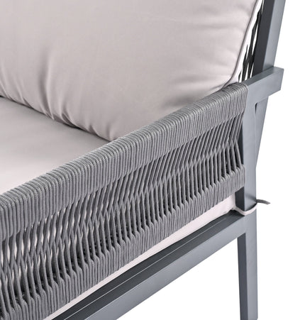 Outdoor Furniture with Tempered Glass Table Deep Seating with Thick Cushion for Backyard Porch Balcony (Grey) - Patio Furniture | Patioza