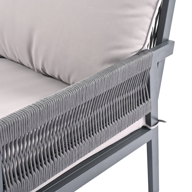 Outdoor Furniture with Tempered Glass Table Deep Seating with Thick Cushion for Backyard Porch Balcony (Grey) - Patio Furniture | Patioza