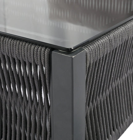 Outdoor Furniture with Tempered Glass Table Deep Seating with Thick Cushion for Backyard Porch Balcony (Grey) - Patio Furniture | Patioza