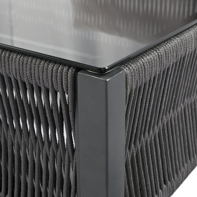 Outdoor Furniture with Tempered Glass Table Deep Seating with Thick Cushion for Backyard Porch Balcony (Grey) - Patio Furniture | Patioza