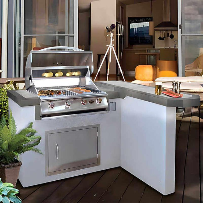 Cal Flame Maui Q 4 Ft. L-Shaped BBQ Grill Island - BBK401 - BBQ Grill Islands | Patioza