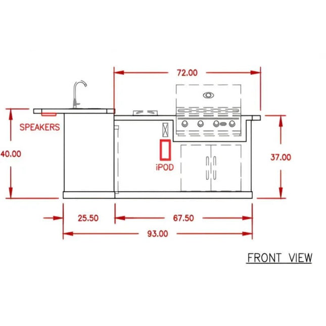 Cal Flame Carmel Q 8 Ft. L-Shaped Outdoor BBQ Kitchen Island - BBK870 - BBQ Grill Islands | Patioza