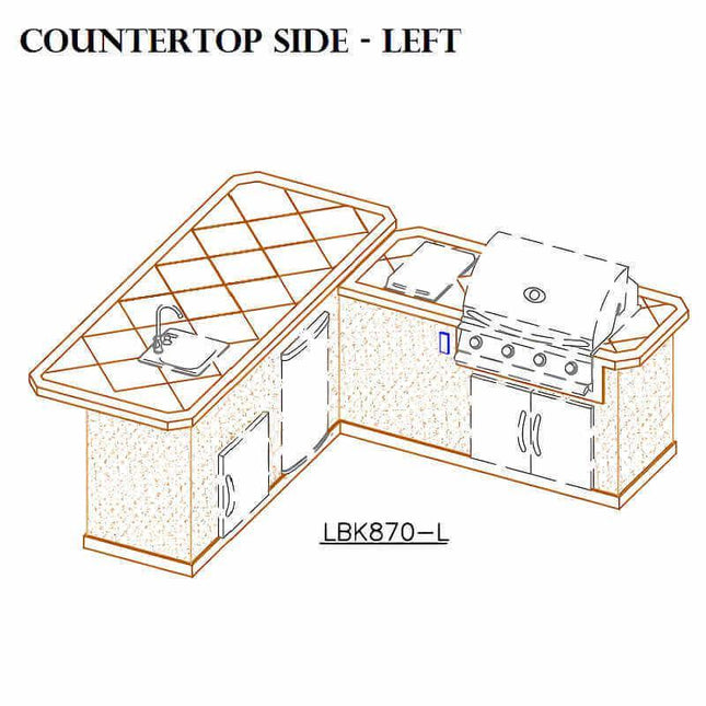 Cal Flame Carmel Q 8 Ft. L-Shaped Outdoor BBQ Kitchen Island - BBK870 - BBQ Grill Islands | Patioza
