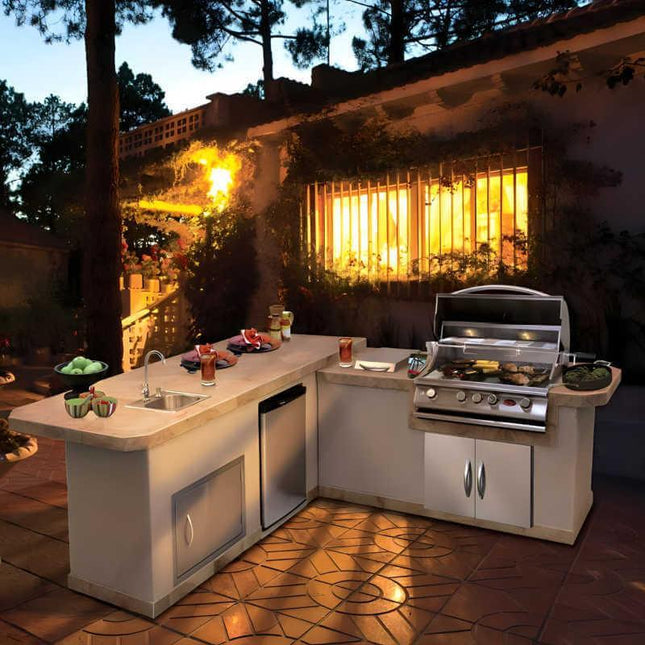 Cal Flame Carmel Q 8 Ft. L-Shaped Outdoor BBQ Kitchen Island - BBK870 - BBQ Grill Islands | Patioza