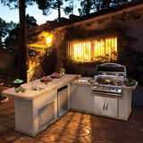 Cal Flame Carmel Q 8 Ft. L-Shaped Outdoor BBQ Kitchen Island - BBK870 - BBQ Grill Islands | Patioza
