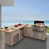 Cal Flame Carmel Q 8 Ft. L-Shaped Outdoor BBQ Kitchen Island - BBK870 - BBQ Grill Islands | Patioza