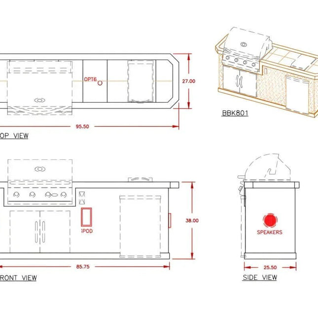 Cal Flame Atlantic Q 8 Ft. BBQ Grill Island - BBK801 - BBQ Grill Islands | Patioza