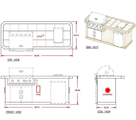 Cal Flame Bel Air Q 8 Ft. BBQ Grill Island - BBK810 - BBQ Grill Islands | Patioza