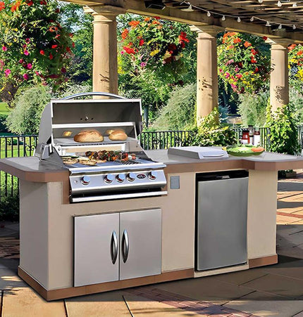 Cal Flame Avalon Q 8 Ft. L-Shaped BBQ Grill Island - BBK820