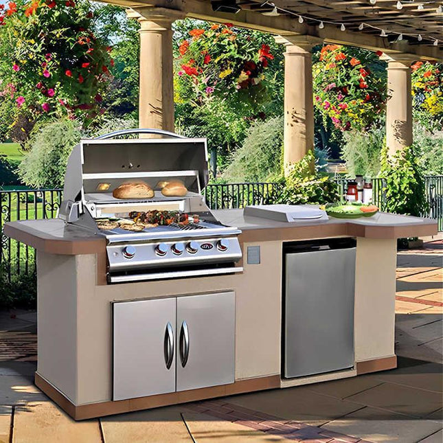 Cal Flame Avalon Q 8 Ft. L-Shaped BBQ Grill Island - BBK820 - BBQ Grill Islands | Patioza