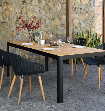 Portals Dark 4 Seater Carver Rectangular Dining set - | Patioza