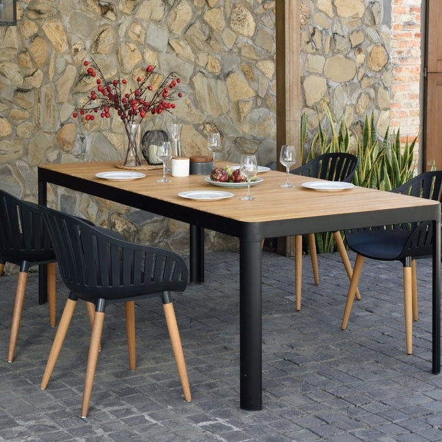 Portals Dark 4 Seater Carver Rectangular Dining set - | Patioza