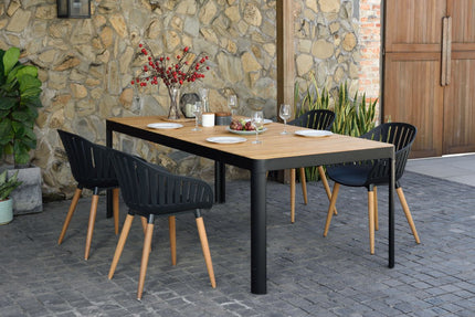 Portals Dark 4 Seater Carver Rectangular Dining set - | Patioza