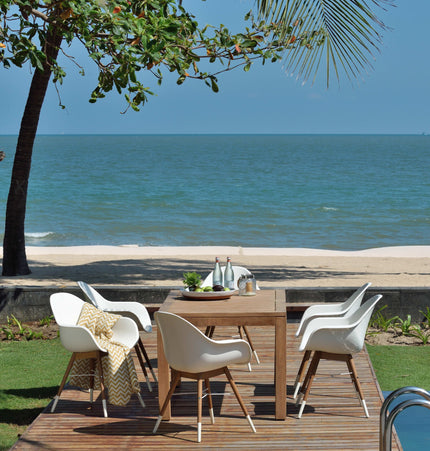 Rinjani Rectangular Table and 6 Chamonix Arm Chair