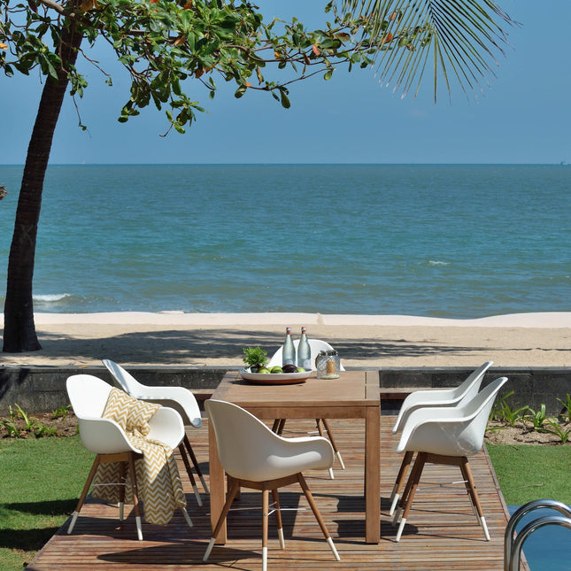 Rinjani Rectangular Table and 6 Chamonix Arm Chair