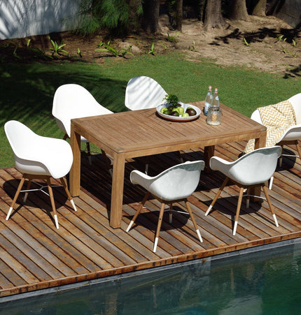 Rinjani Rectangular Table and 6 Chamonix Arm Chair