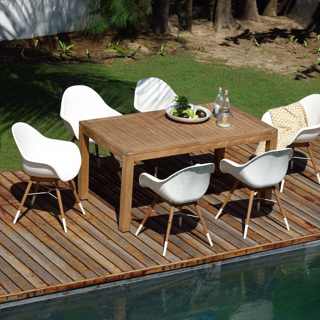 Rinjani Rectangular Table and 6 Chamonix Arm Chair