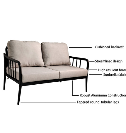 2PC Outdoor Aluminum Patio Furniture Modern Loveseat Sofa Conversation/Chat Set - Patio Furniture | Patioza