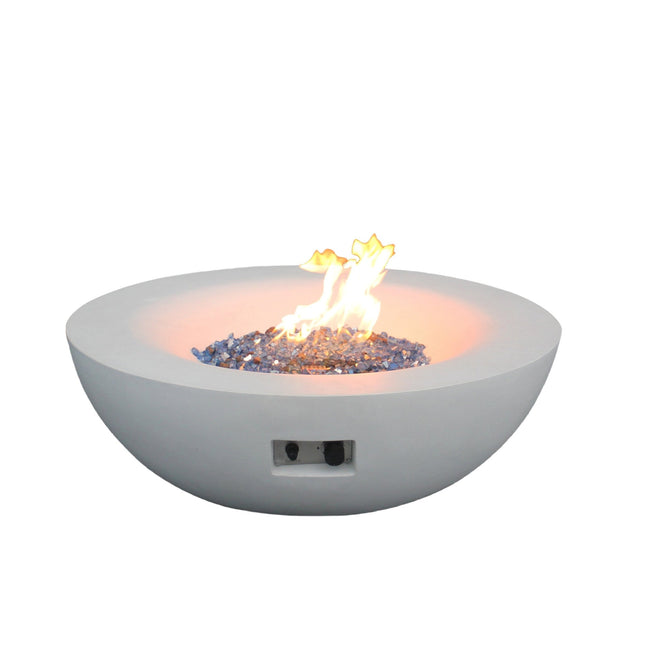 42 Inch Outdoor Concrete Propane gas Fire Pit bowl in Antique white color - Fire Pits | Patioza
