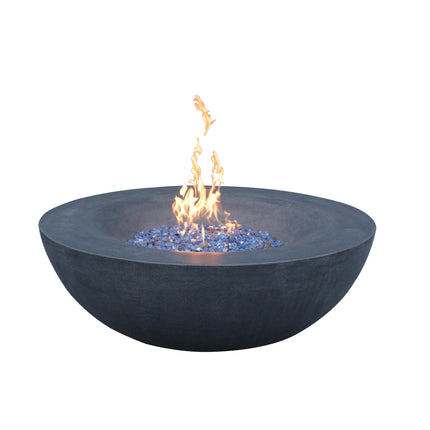 42 Inch Outdoor Concrete Propane gas Fire Pit bowl in Dark Gray color - Fire Pits | Patioza