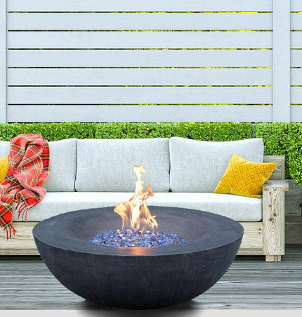 42 Inch Outdoor Concrete Propane gas Fire Pit bowl in Dark Gray color - Fire Pits | Patioza