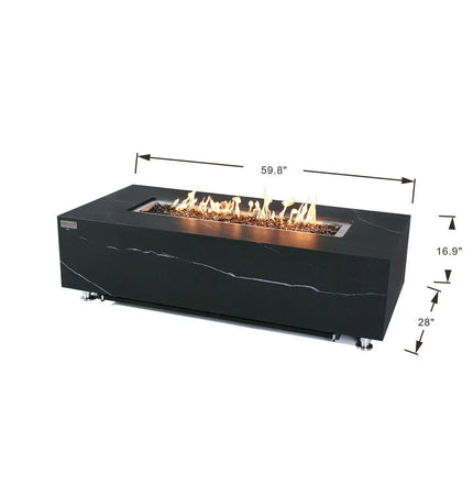 Elementi Plus - Varna Marble Porcelain Fire Table 60"