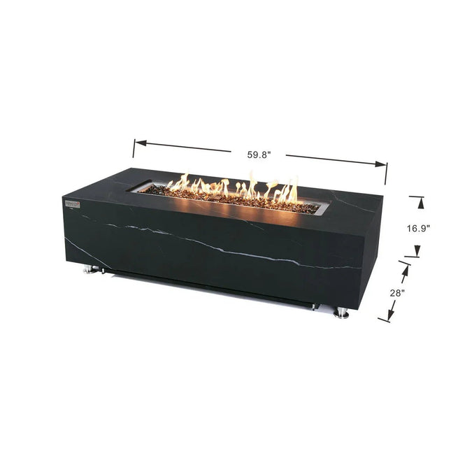 Elementi Plus - Varna Marble Porcelain Fire Table 60" - Fire Table | Patioza