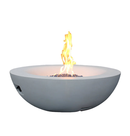 42 Inch Outdoor Concrete Propane gas Fire Pit bowl in Antique white color - Fire Pits | Patioza
