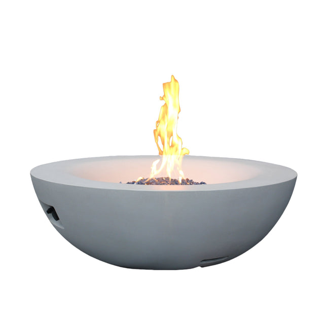 42 Inch Outdoor Concrete Propane gas Fire Pit bowl in Antique white color - Fire Pits | Patioza