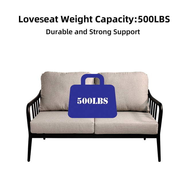 2PC Outdoor Aluminum Patio Furniture Modern Loveseat Sofa Conversation/Chat Set - Patio Furniture | Patioza