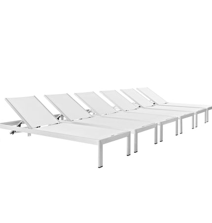 Modway Shore Outdoor Chaise Lounge Set – 6 - Piece Aluminum Patio Collection - Patio Furniture | Patioza