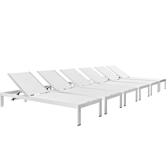 Modway Shore Outdoor Chaise Lounge Set – 6 - Piece Aluminum Patio Collection - Patio Furniture | Patioza