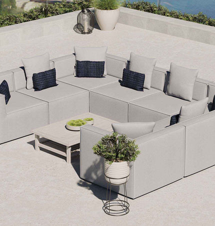 Patio Elegance Sectional Sofa - Saybrook 8 - Piece Outdoor Upholstered Sofa by Modway - Patio Furniture | Patioza