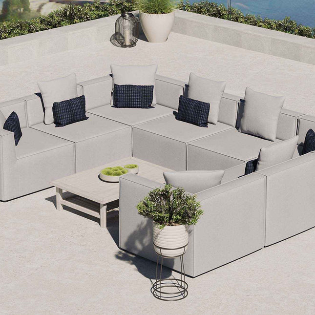 Patio Elegance Sectional Sofa - Saybrook 8 - Piece Outdoor Upholstered Sofa by Modway - Patio Furniture | Patioza