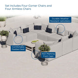 Patio Elegance Sectional Sofa - Saybrook 8 - Piece Outdoor Upholstered Sofa by Modway - Patio Furniture | Patioza