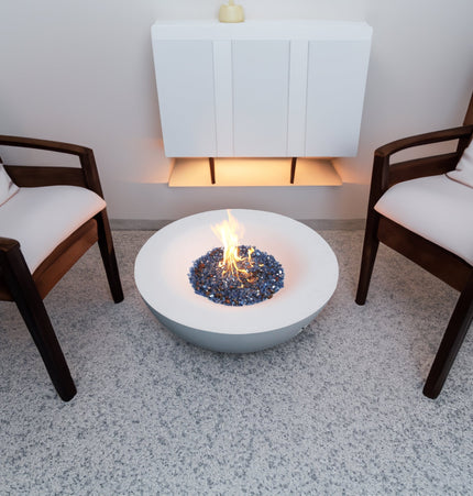 42 Inch Outdoor Concrete Propane gas Fire Pit bowl in Antique white color - Fire Pits | Patioza