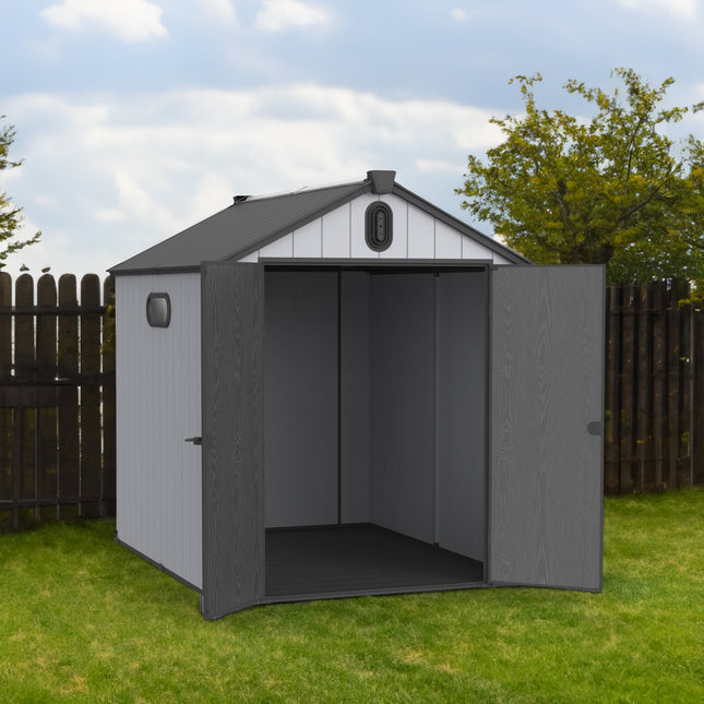 XWT012 6*8ft plastic storage shed for backyard garden big spire Tool storage - Storage Sheds | Patioza