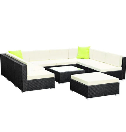 Gardeon 10PC Outdoor Furniture Sofa Set Wicker Garden Patio Lounge - Tech Accessories | Patioza