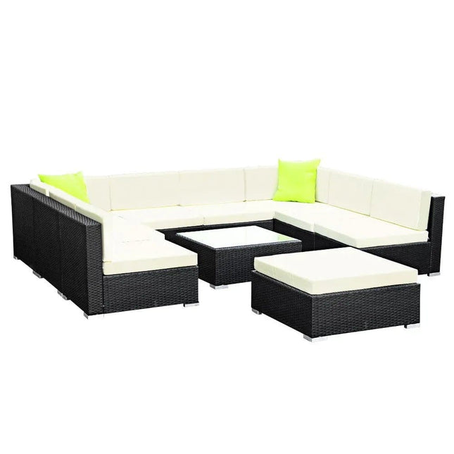 Gardeon 10PC Outdoor Furniture Sofa Set Wicker Garden Patio Lounge - Tech Accessories | Patioza