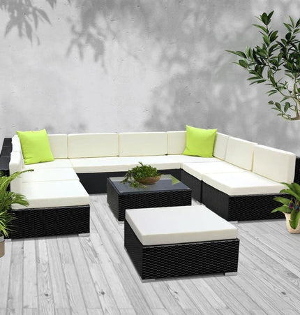 Gardeon 10PC Outdoor Furniture Sofa Set Wicker Garden Patio Lounge - Tech Accessories | Patioza