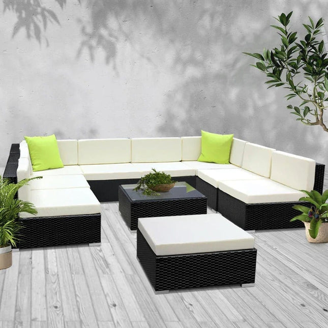 Gardeon 10PC Outdoor Furniture Sofa Set Wicker Garden Patio Lounge - Tech Accessories | Patioza