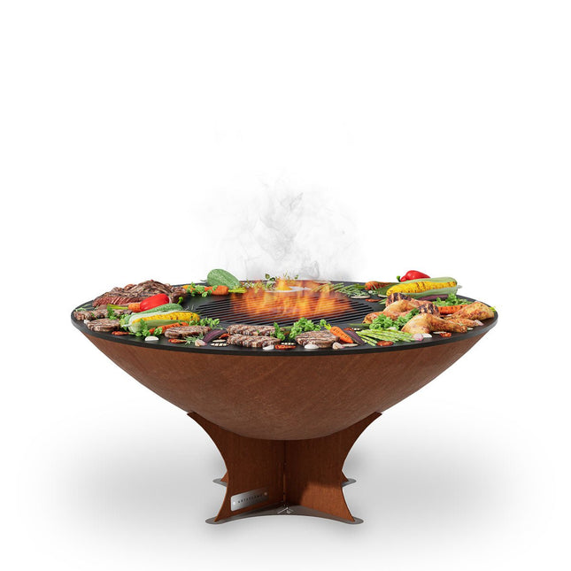 Arteflame Classic 40″ — Fire Pit with Cooktop (CORTEN Bowl; Short Round / Short Euro / Built-In No Base) - All Products, firepit | Patioza