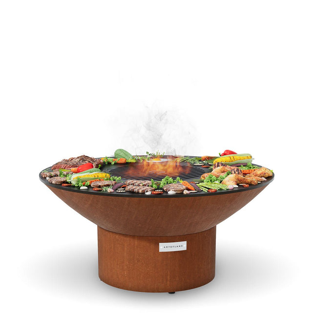 Arteflame Classic 40″ — Fire Pit with Cooktop (CORTEN Bowl; Short Round / Short Euro / Built-In No Base) - All Products, firepit | Patioza