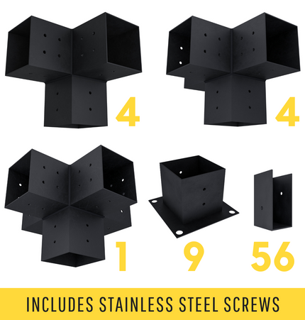 DIY Pergola Bracket Kit for a Freestanding Pergola With Slatted Roof - Any Size Up to 24' x 24'